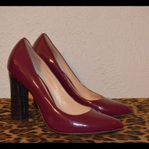 Cole Haan Cranberry Patent Snake Block Heels 7.5